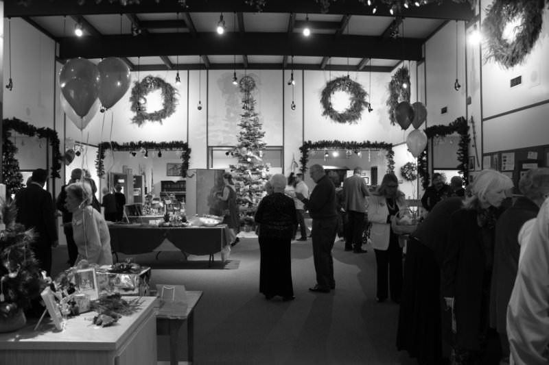 black and white shot of crowd at Trees & Traditions 2015